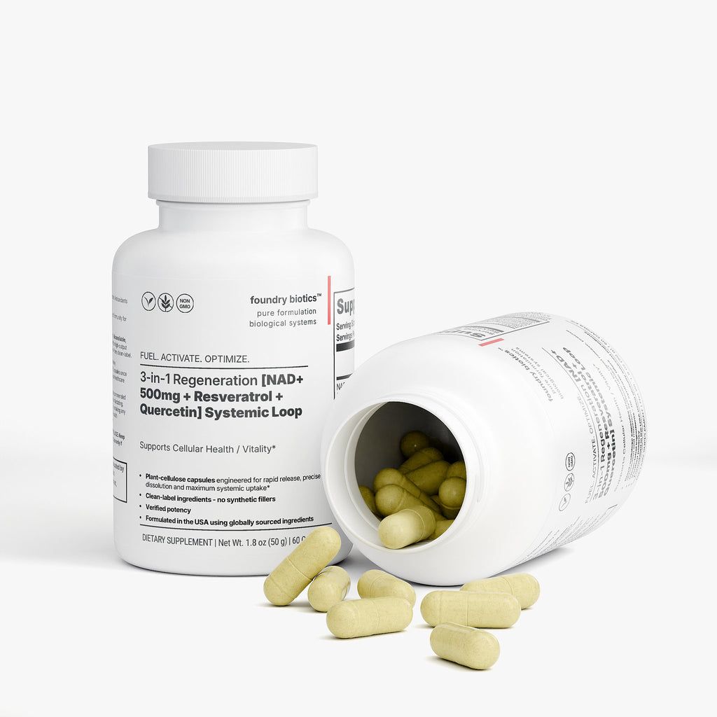 3-in-1 Regeneration NAD+ 500mg + Resveratrol + Quercetin Capsules