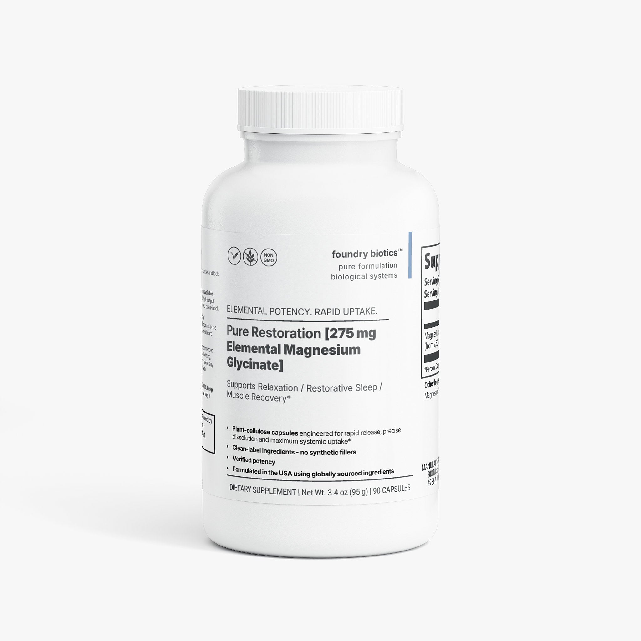 Pure Restoration 275mg Elemental Magnesium Glycinate Capsules