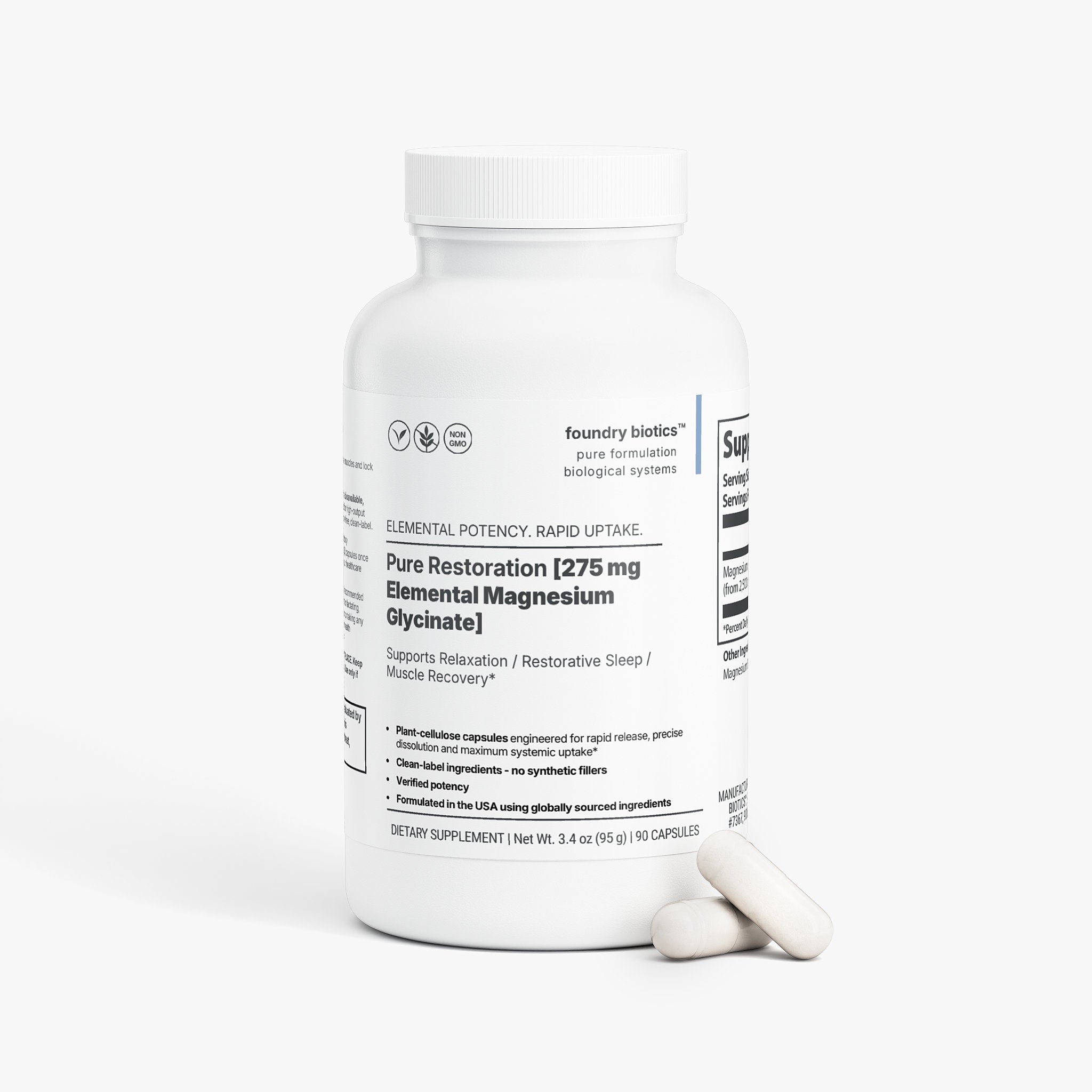 Pure Restoration 275mg Elemental Magnesium Glycinate Capsules